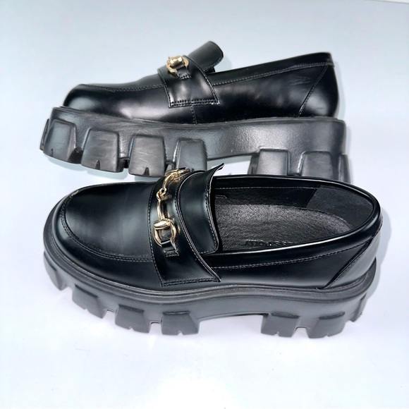 Princess Polly Women’s Sz 6 PENNY LANE PLATFORM LOAFERS Chunky Slide On - BLACK - Picture 14 of 15